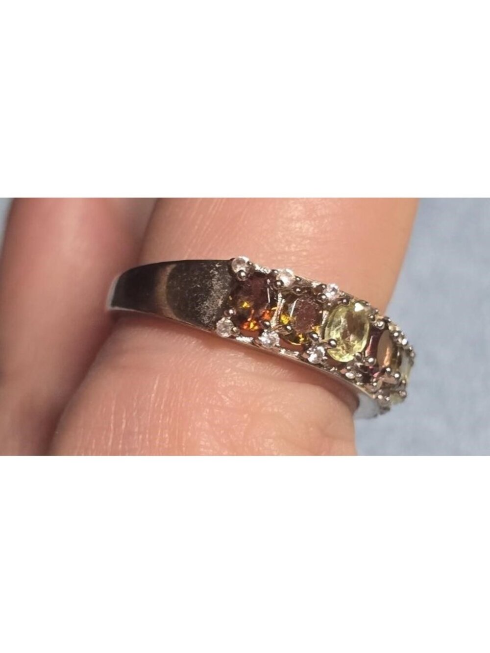 DK Sterling Silver Multi Color Tourmaline Band Ring Size 7 - Picture 4 of 7